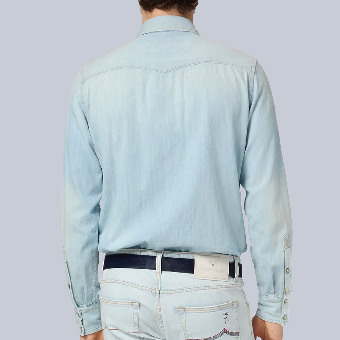 Light Blue Bleached Western Shirt
