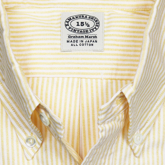 Yellow Striped Washed Oxford Button Down Shirt