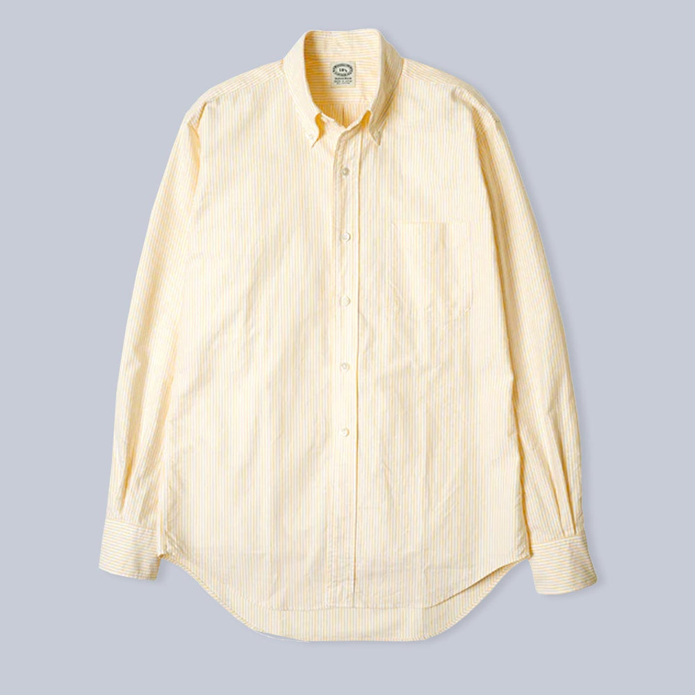 Yellow Striped Washed Oxford Button Down Shirt