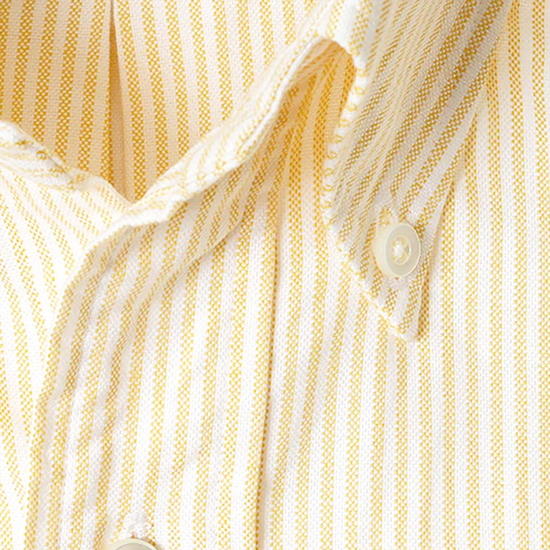 Yellow Striped Washed Oxford Button Down Shirt