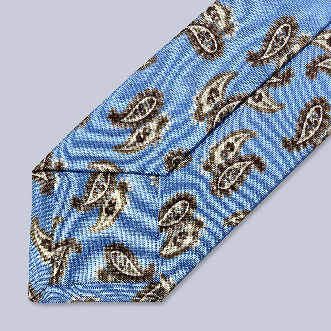 Blue Brown Large Paisley Silk Tie