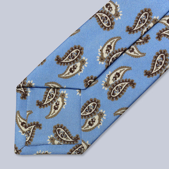 Blue Brown Large Paisley Silk Tie