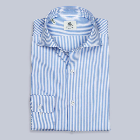 Blue White Bengal Striped Cutaway Shirt