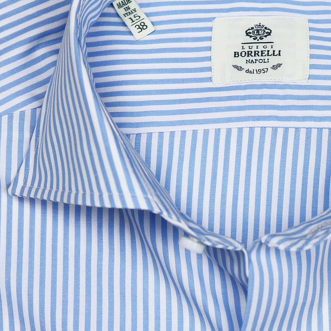 Blue White Bengal Striped Cutaway Shirt