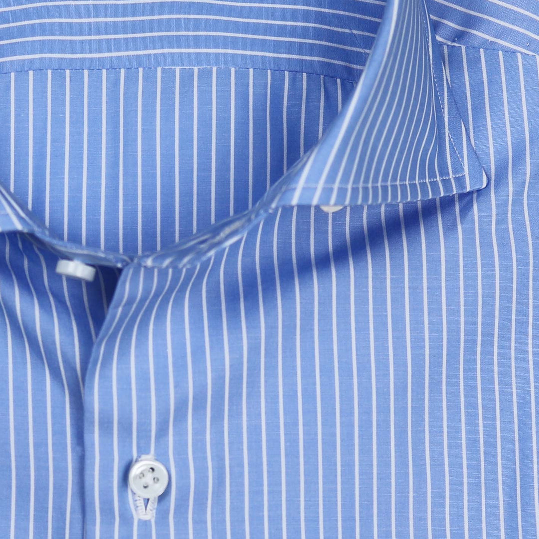 Blue White Poplin Cutaway Shirt