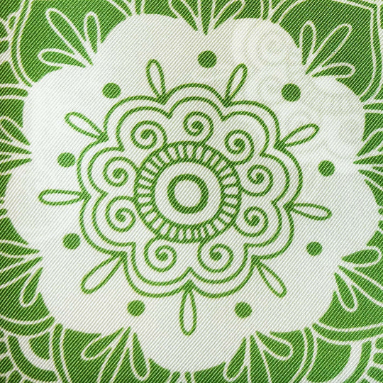 Green White Patterned Silk Pocket Square
