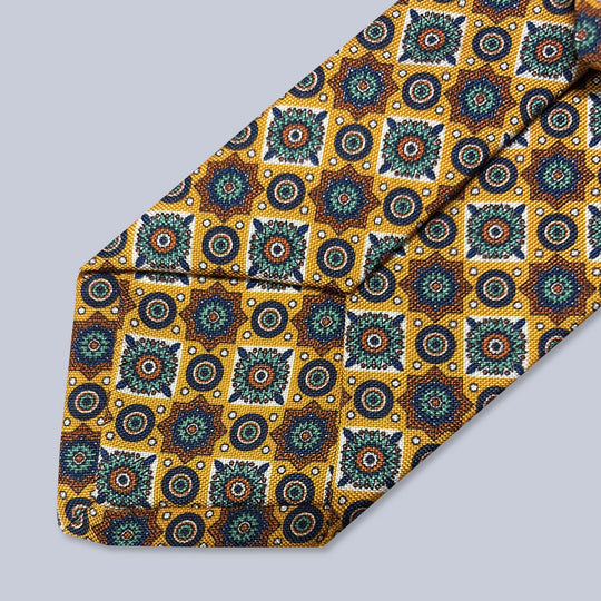 Orange Green Red Geometric Silk Tie