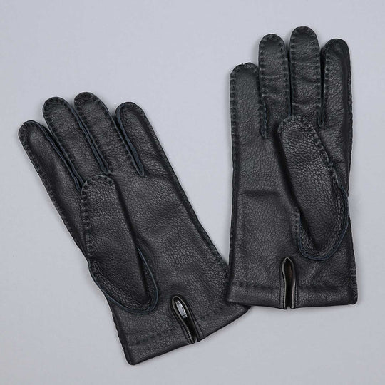 Black Deer Skin Cashmere Lined Gloves