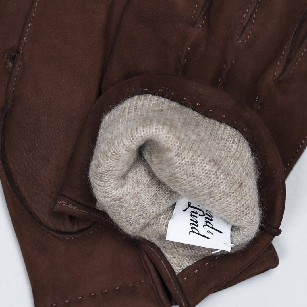 Brown Suede Cashmere Lined Gloves