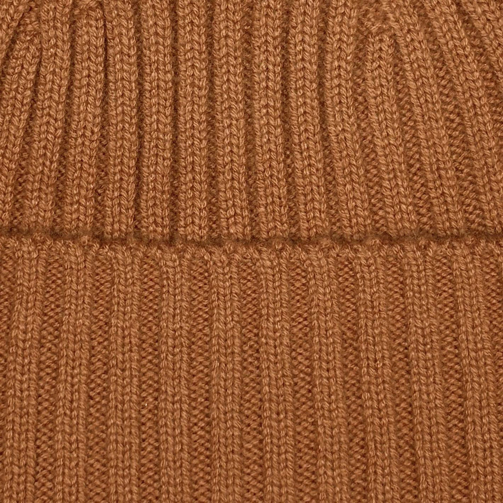 Cinnamon Brown Ribbed Cashmere Beanie