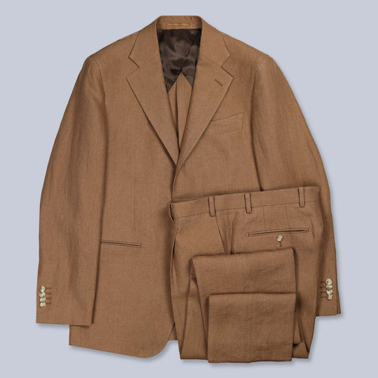 Cognac Brown Linen Suit