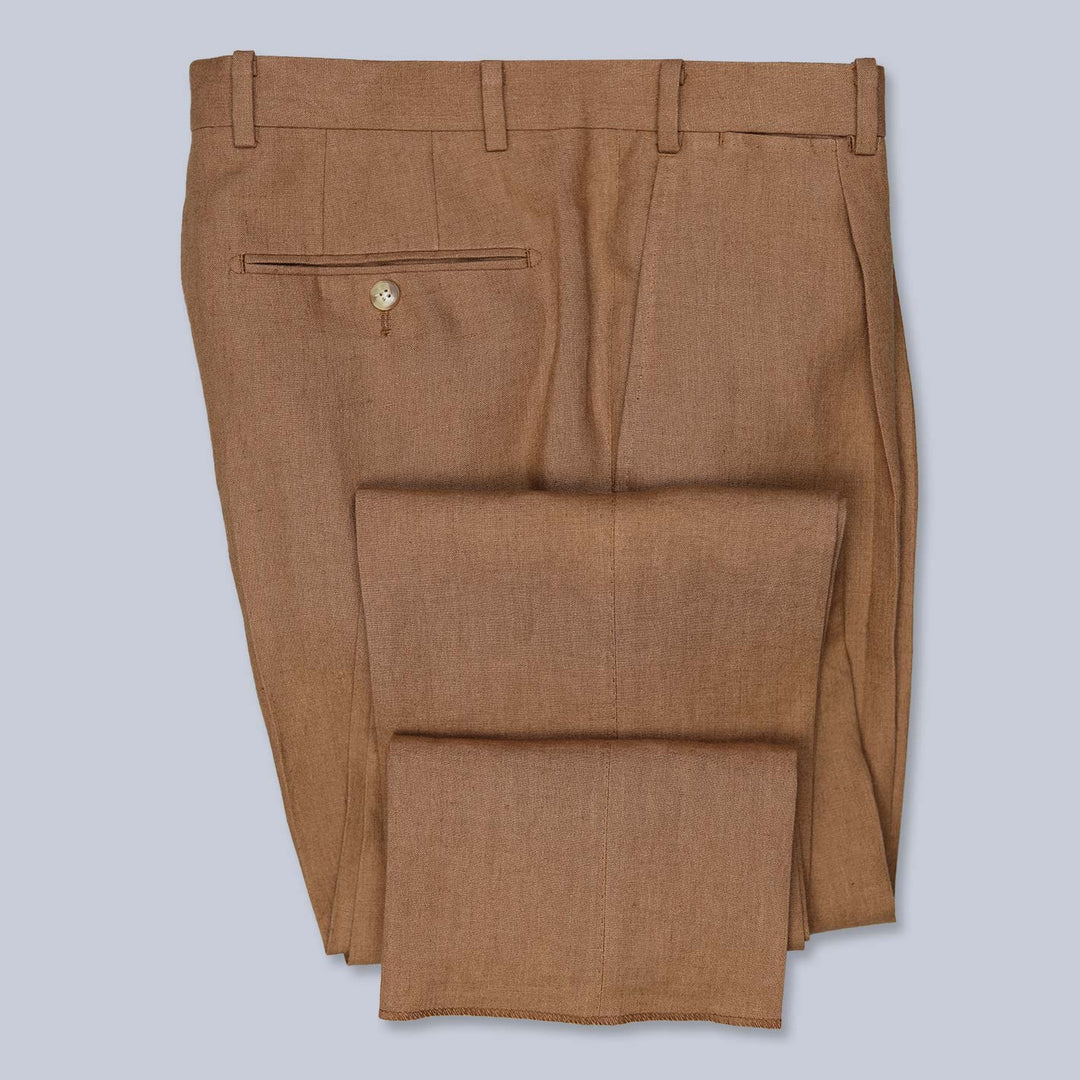 Cognac Brown Linen Suit