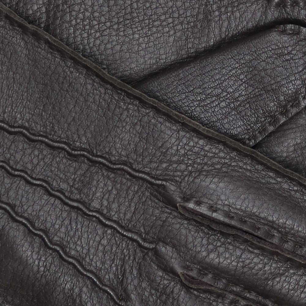 Dark Brown Deer Skin Cashmere Lined Gloves