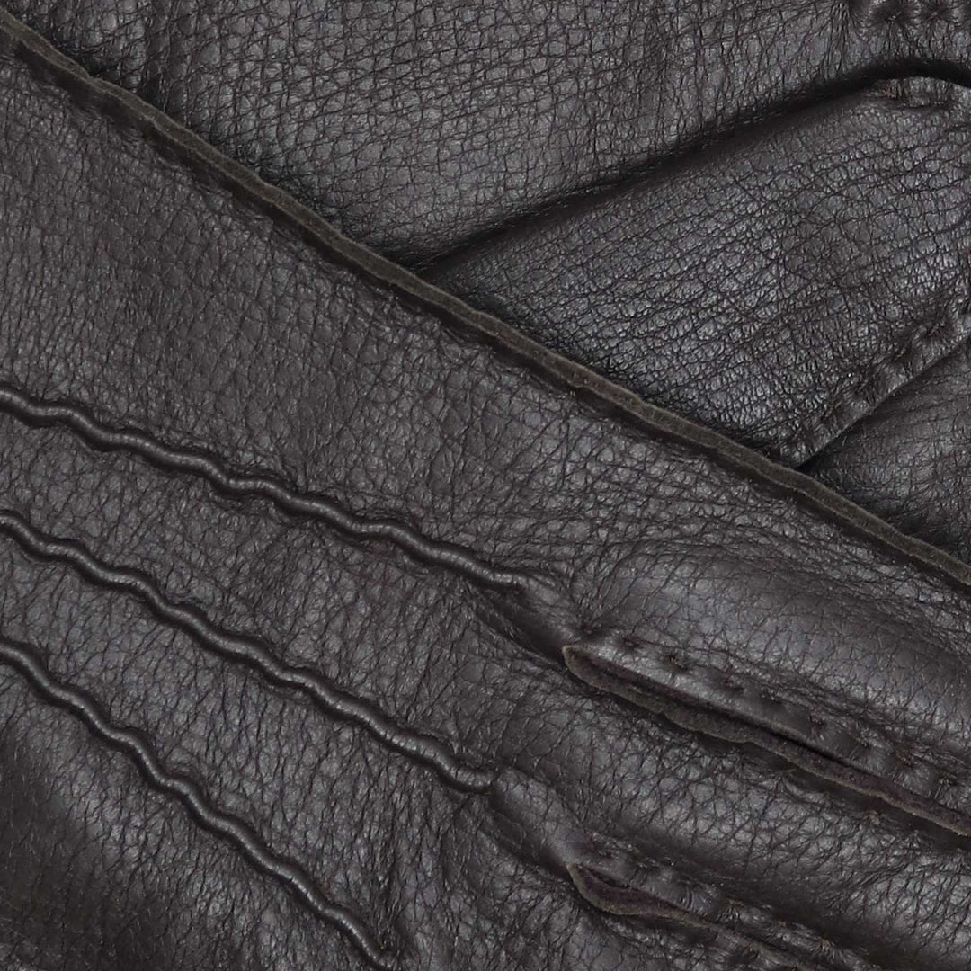 Dark Brown Deer Skin Cashmere Lined Gloves
