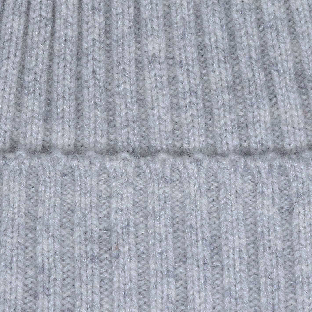 Light Grey Ribbed Cashmere Beanie