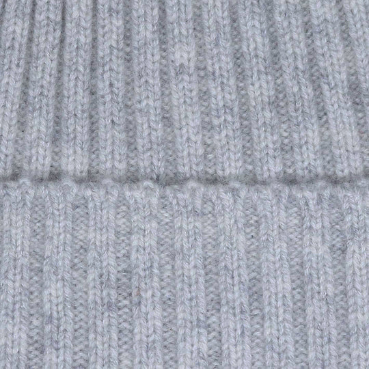 Light Grey Ribbed Cashmere Beanie