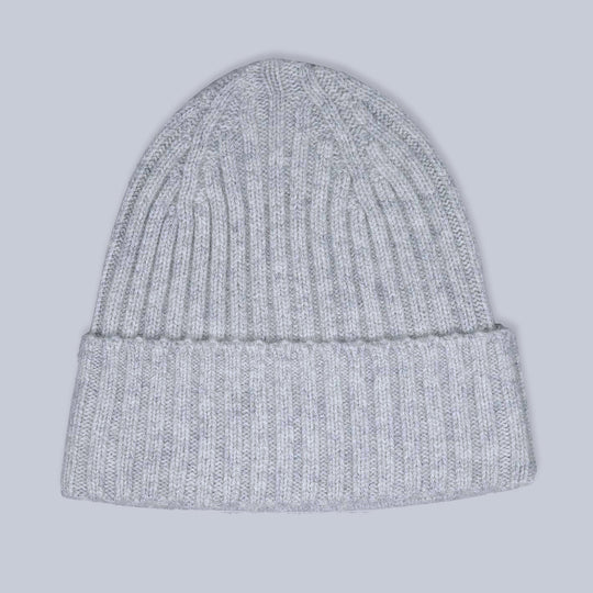 Light Grey Ribbed Cashmere Beanie
