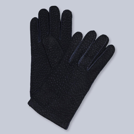 Navy Carpincho Cashmere Lined Gloves