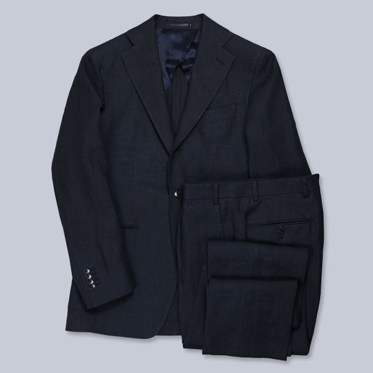 Navy Linen Suit
