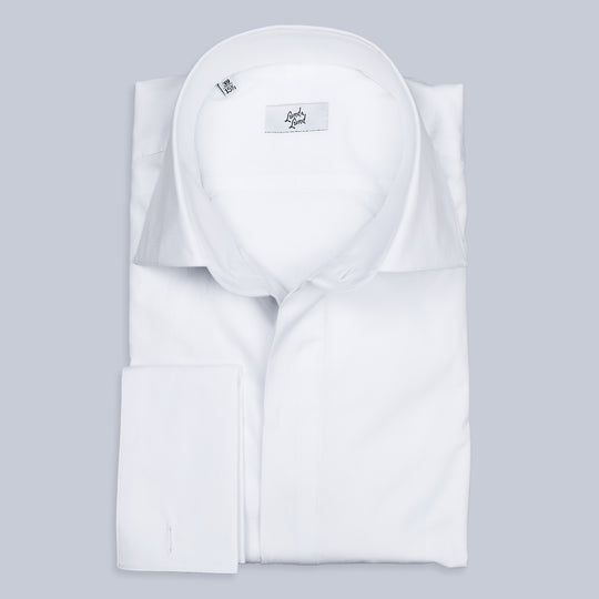 White Double Cuff Handmade Tuxedo Shirt