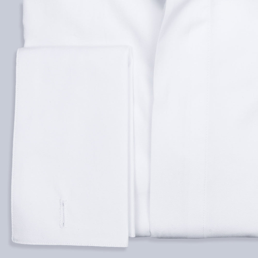 White Double Cuff Handmade Tuxedo Shirt