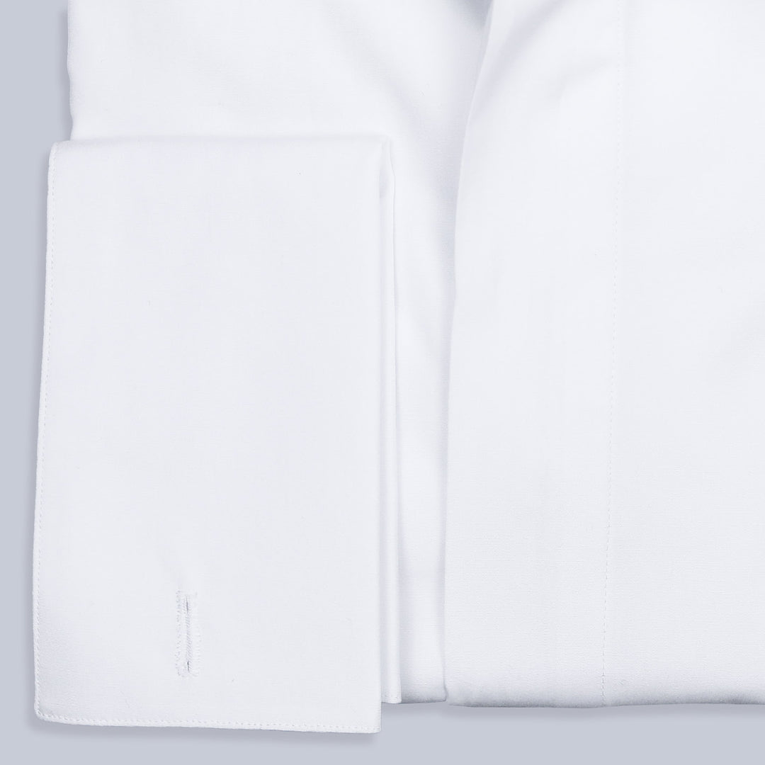 White Double Cuff Handmade Tuxedo Shirt