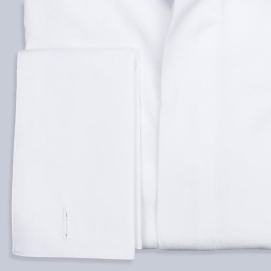 White Double Cuff Handmade Tuxedo Shirt