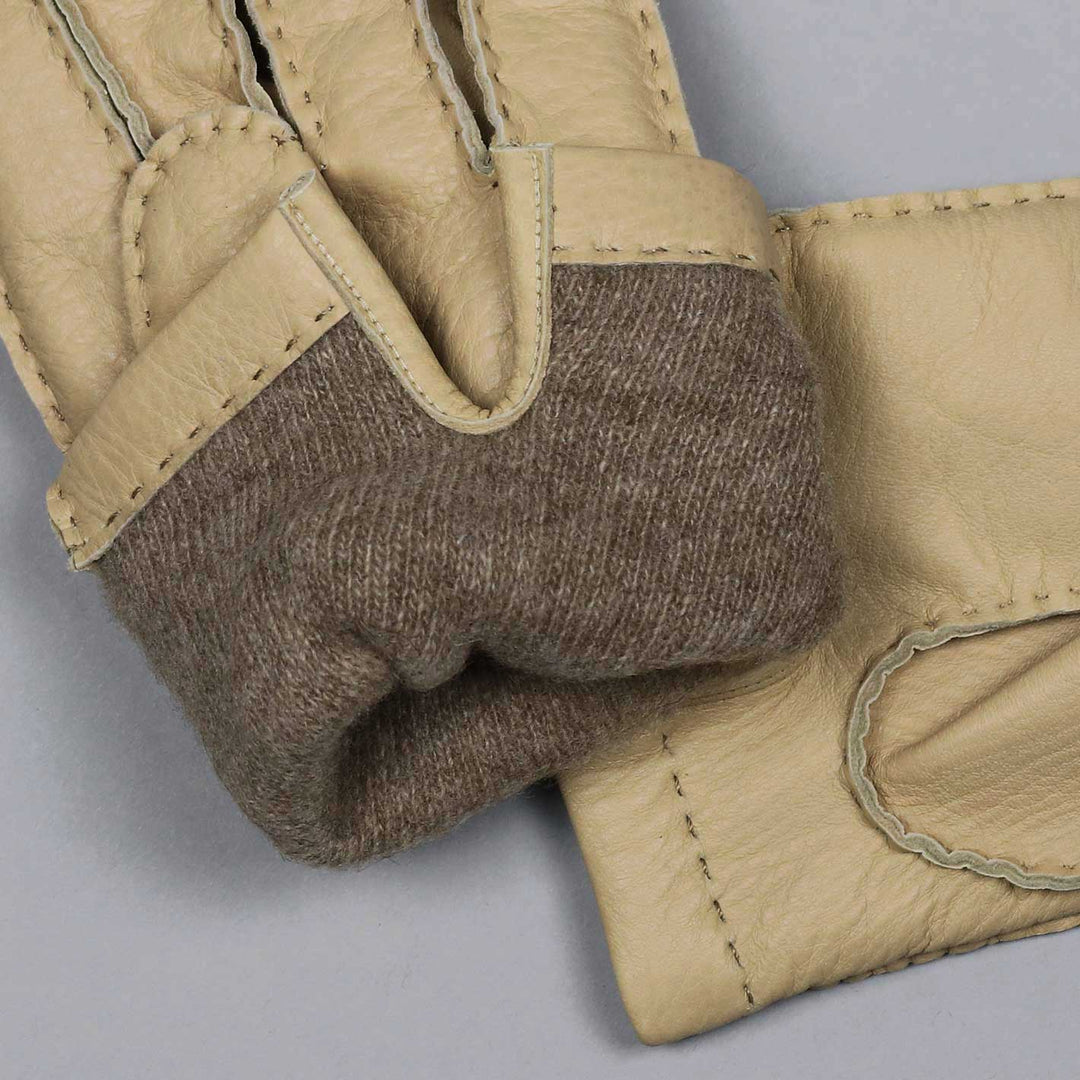 Yellow Deer Skin Cashmere Lined Gloves