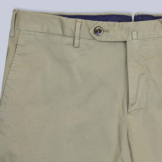 Beige Washed Summer Cotton Slim Fit Trousers