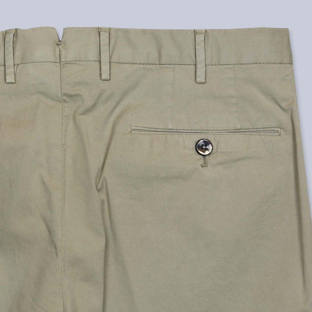 Beige Washed Summer Cotton Slim Fit Trousers