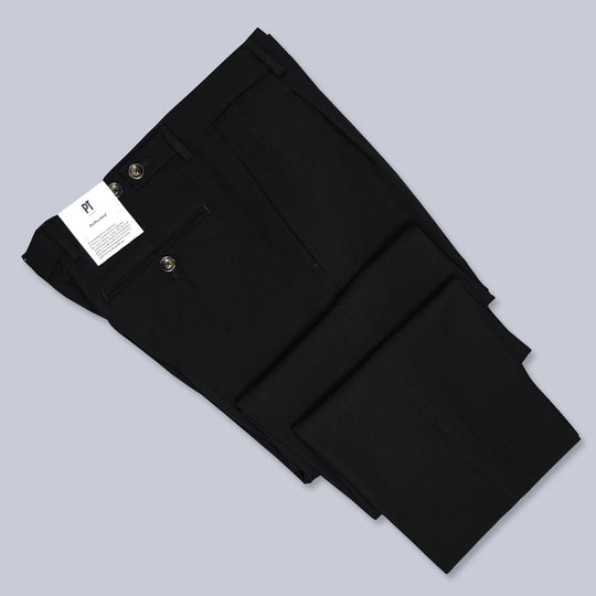 Black Gabardine Wool Mariner Trousers