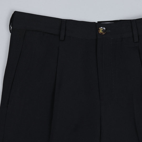 Black Gabardine Wool Mariner Trousers