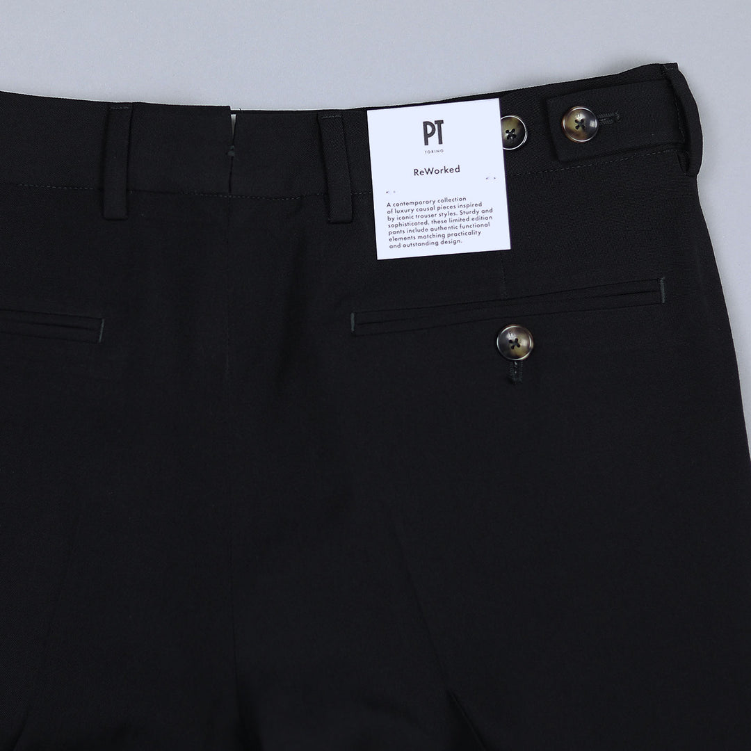 Black Gabardine Wool Mariner Trousers