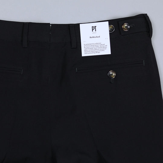 Black Gabardine Wool Mariner Trousers