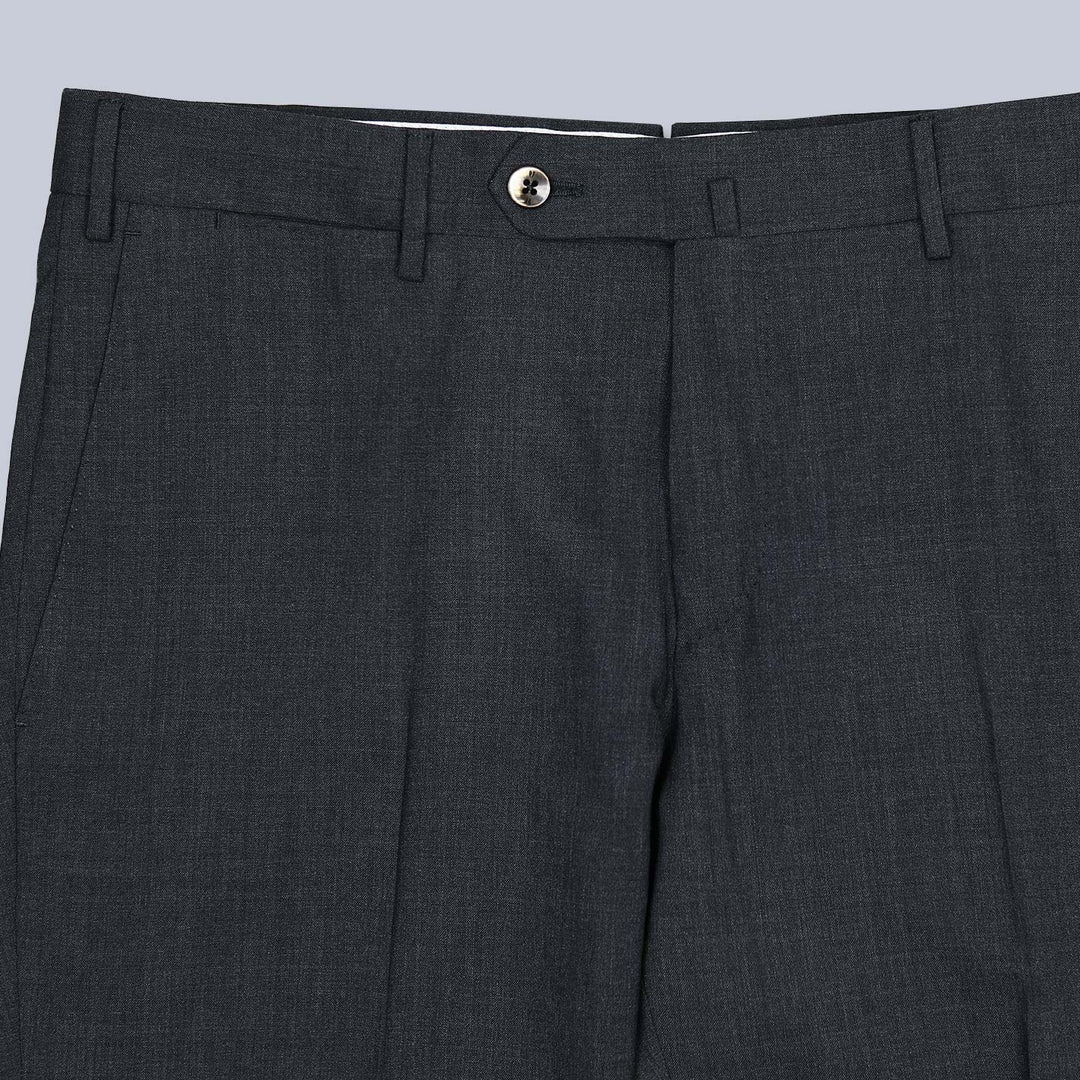 Dark Grey Tropical Wool Slim Fit Trousers