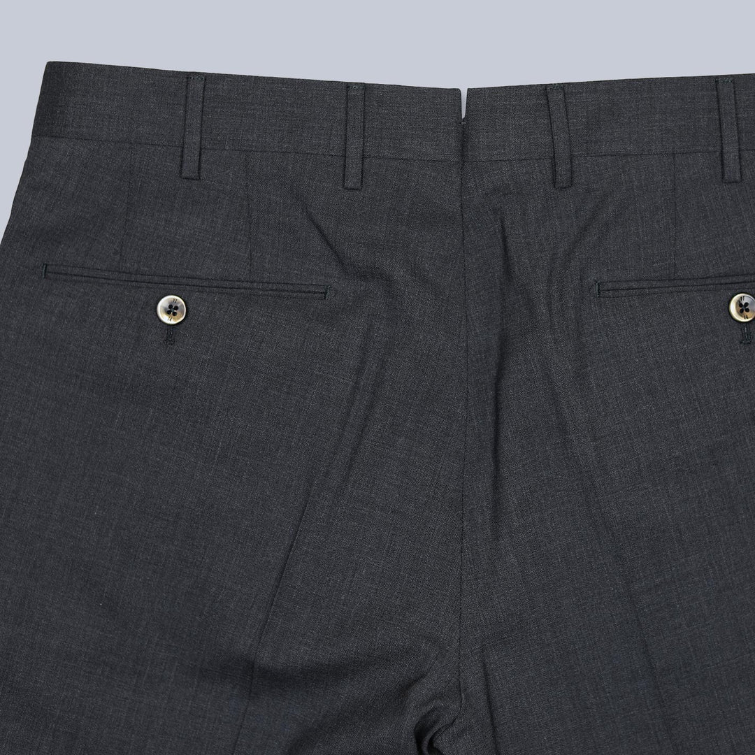 Dark Grey Tropical Wool Slim Fit Trousers