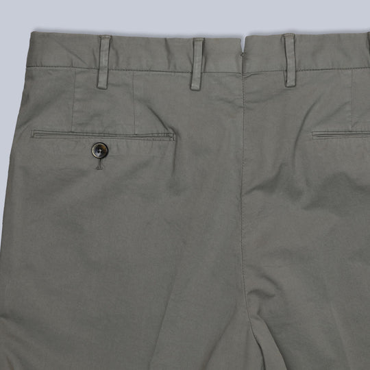 Dark Khaki Washed Summer Cotton Slim Fit Trousers