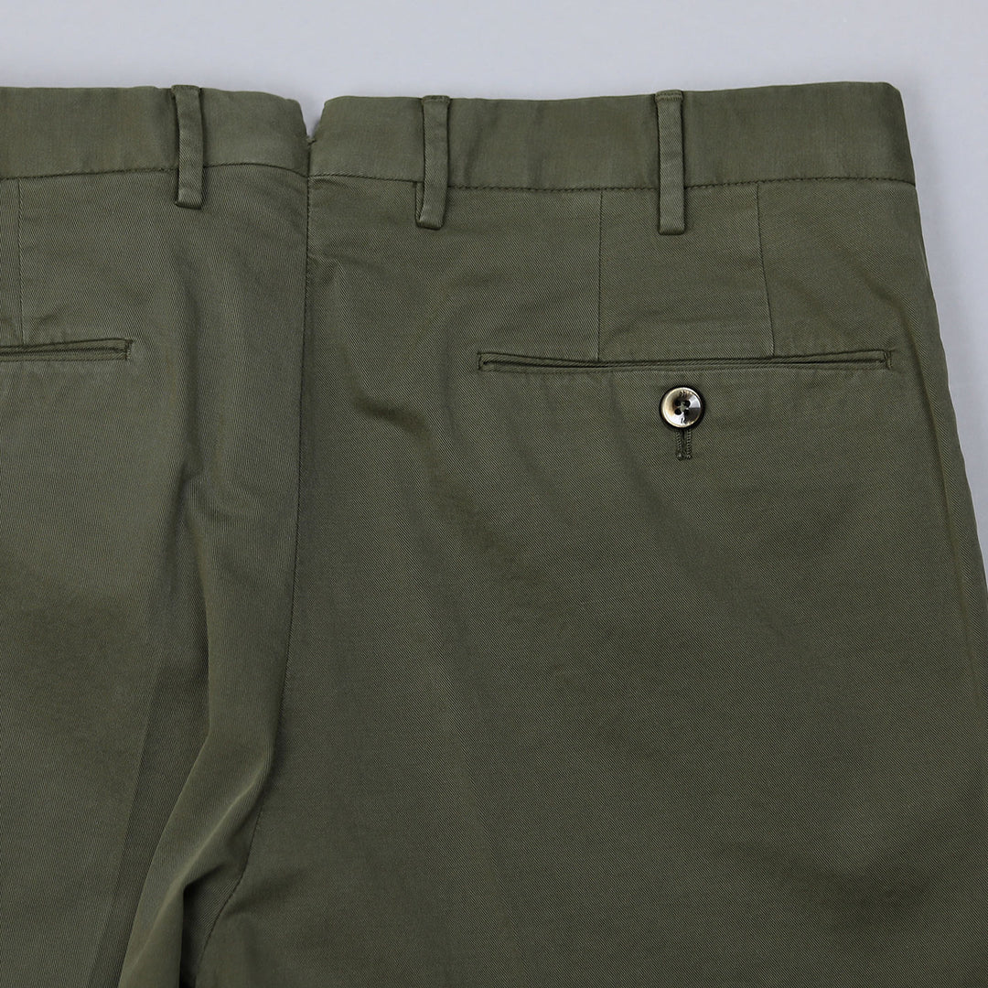 Green Cotton Slim Fit Trousers