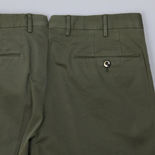 Green Cotton Slim Fit Trousers