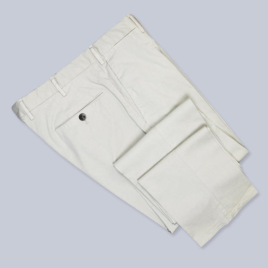 Light Beige Summer Cotton Slim Fit Trousers