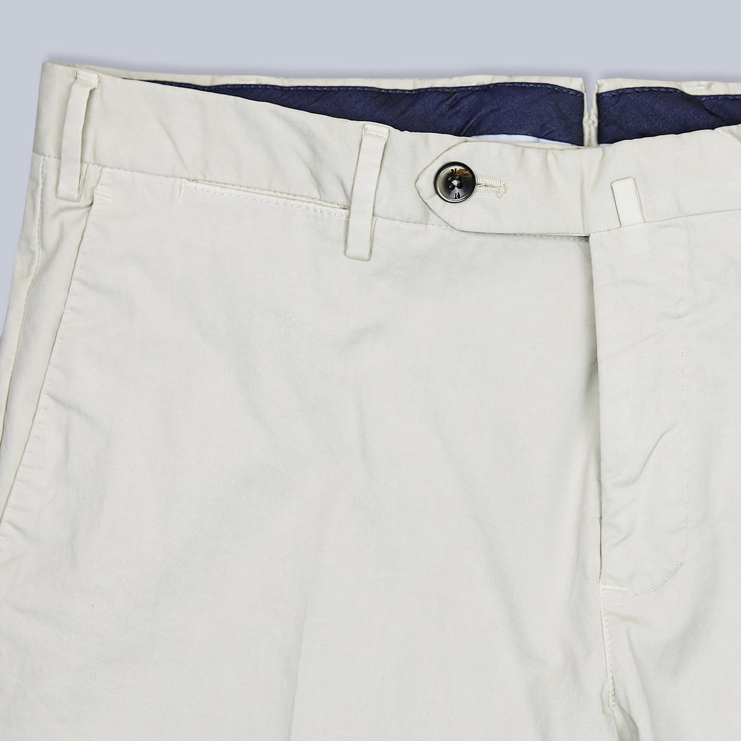 Light Beige Summer Cotton Slim Fit Trousers