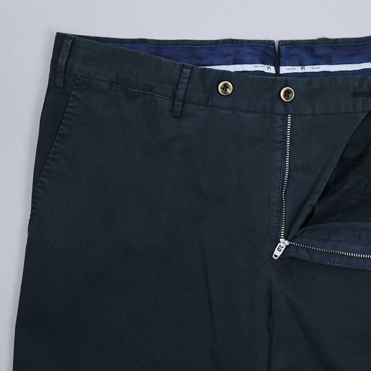 Navy Cotton Slim Fit Trousers
