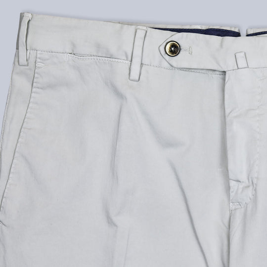 Sand Cotton Silk Slim Fit Trousers