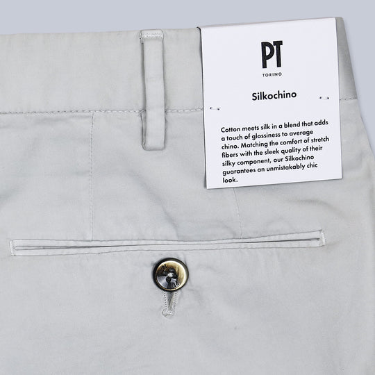 Sand Cotton Silk Slim Fit Trousers