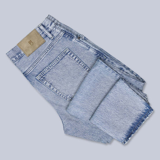 Washed Light Blue 13 Oz Denim Regular Fit Trousers