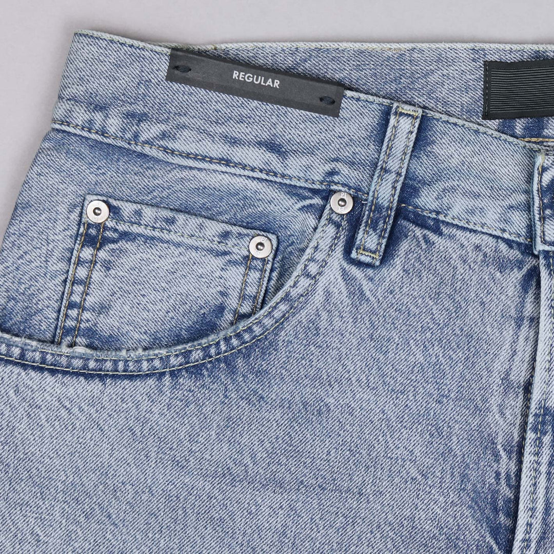 Washed Light Blue 13 Oz Denim Regular Fit Trousers