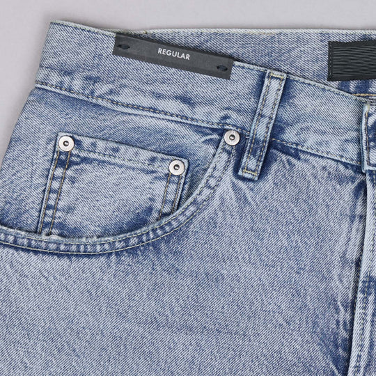 Washed Light Blue 13 Oz Denim Regular Fit Trousers