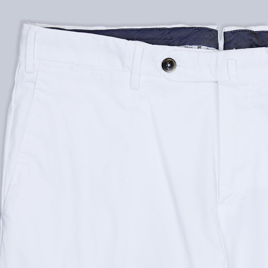 White Washed Summer Cotton Slim Fit Trousers