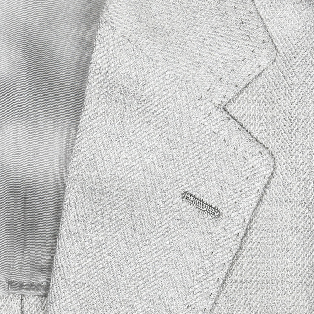 Beige Herringbone Wool Silk Linen Meister Blazer