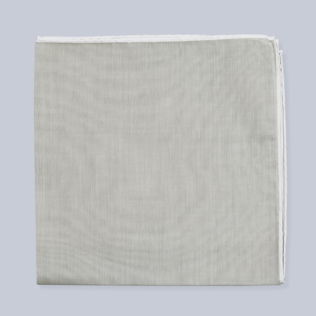 Beige White Satin Cotton Pocket Square